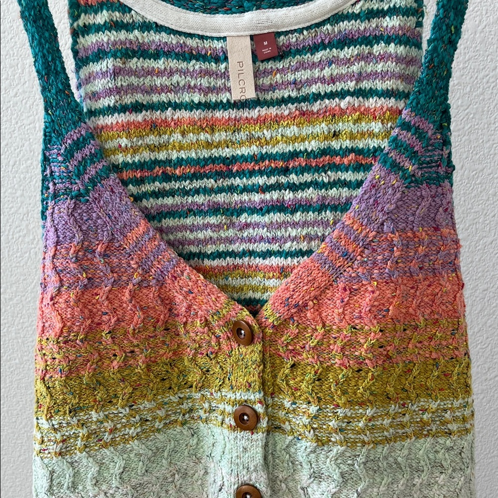 Pilcro Rainbow Button-Front Knit Tank Top - Picture 3 of 4